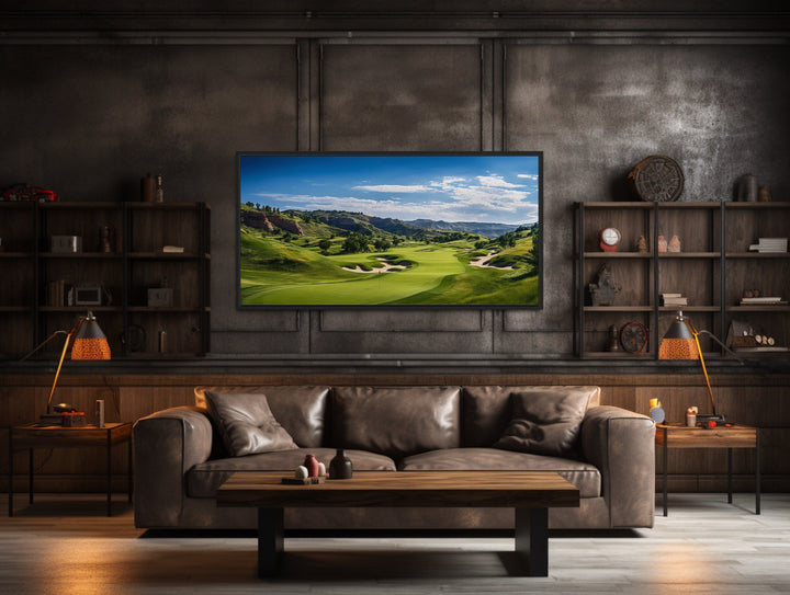 Golf Course Painting Extra Large Framed Canvas Wall Art