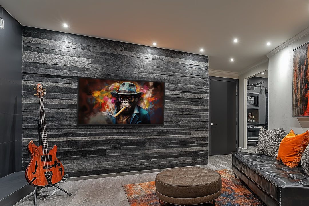 Gorilla Wall Art – Colorful Gorilla Painting | Framed Canvas Print for Man Cave Decor