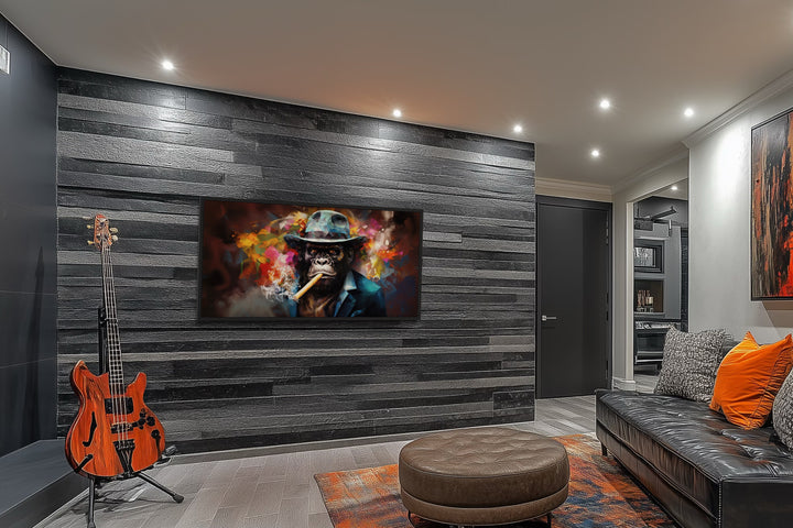 Gorilla Wall Art – Colorful Gorilla Painting | Framed Canvas Print for Man Cave Decor