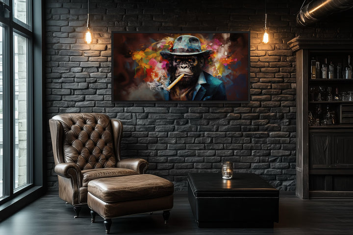 Gorilla Wall Art – Colorful Gorilla Painting | Framed Canvas Print for Man Cave Decor