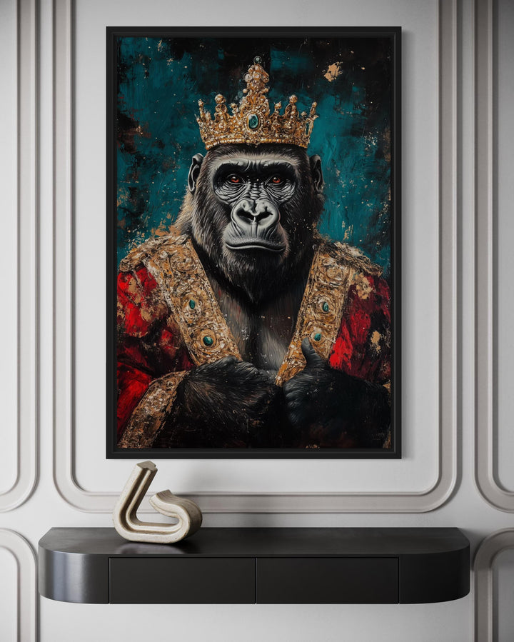 Gorilla With Crown And Robe Victorian Portrait Wall Art