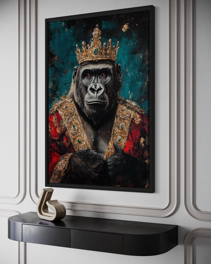 Gorilla With Crown And Robe Victorian Portrait Wall Art
