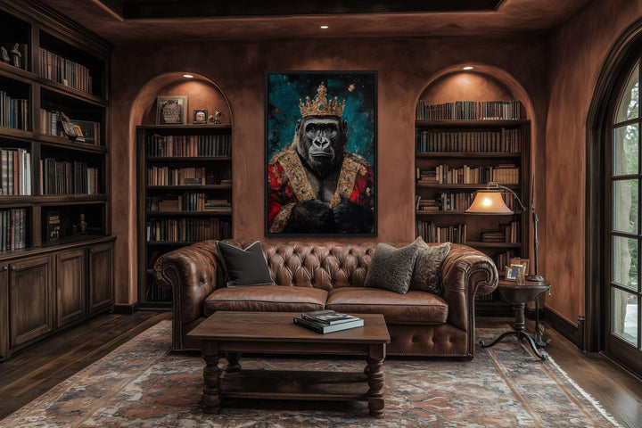 Gorilla With Crown And Robe Victorian Portrait Wall Art
