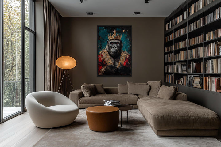 Gorilla With Crown And Robe Victorian Portrait Wall Art