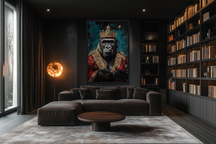 Gorilla With Crown And Robe Victorian Portrait Wall Art