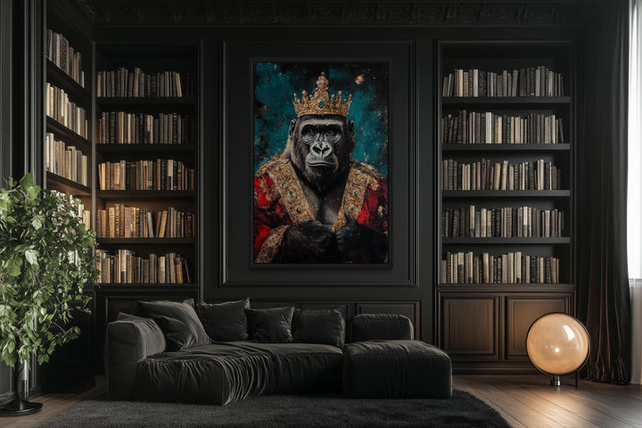 Gorilla With Crown And Robe Victorian Portrait Wall Art
