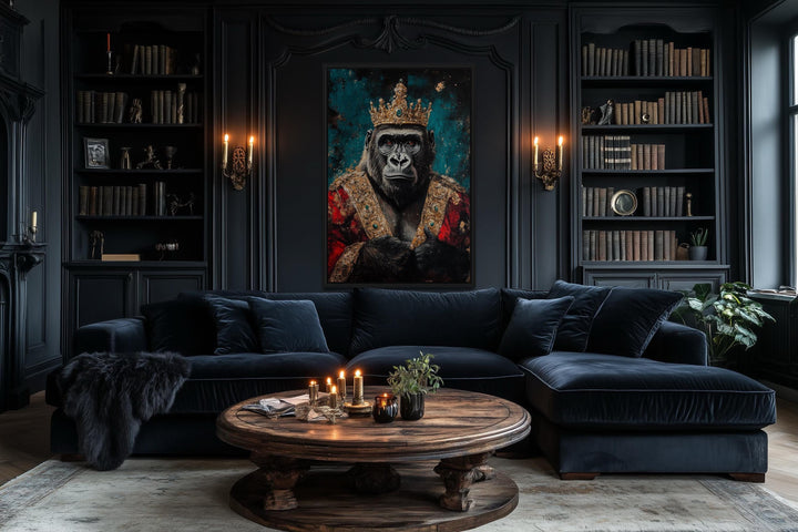 Gorilla With Crown And Robe Victorian Portrait Wall Art