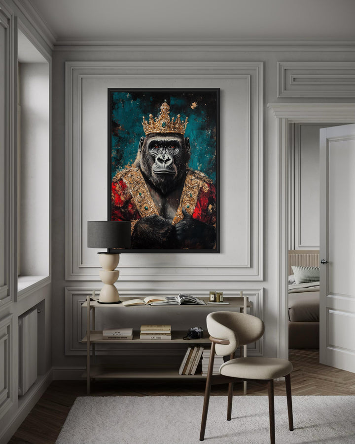 Gorilla With Crown And Robe Victorian Portrait Wall Art