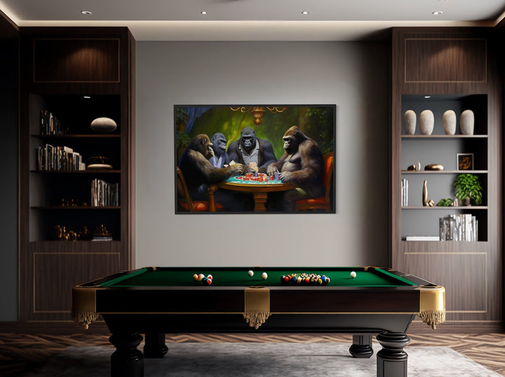 Gorillas Playing Poker Man Cave Wall Art