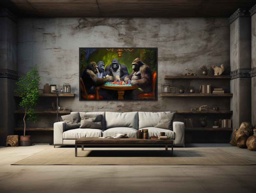 Gorillas Playing Poker Man Cave Wall Art