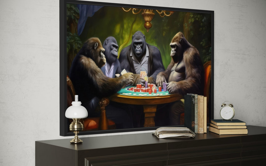 Gorillas Playing Poker Man Cave Wall Art