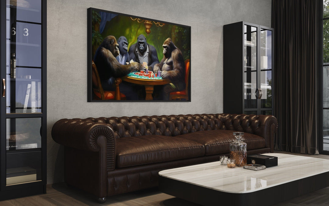 Gorillas Playing Poker Man Cave Wall Art