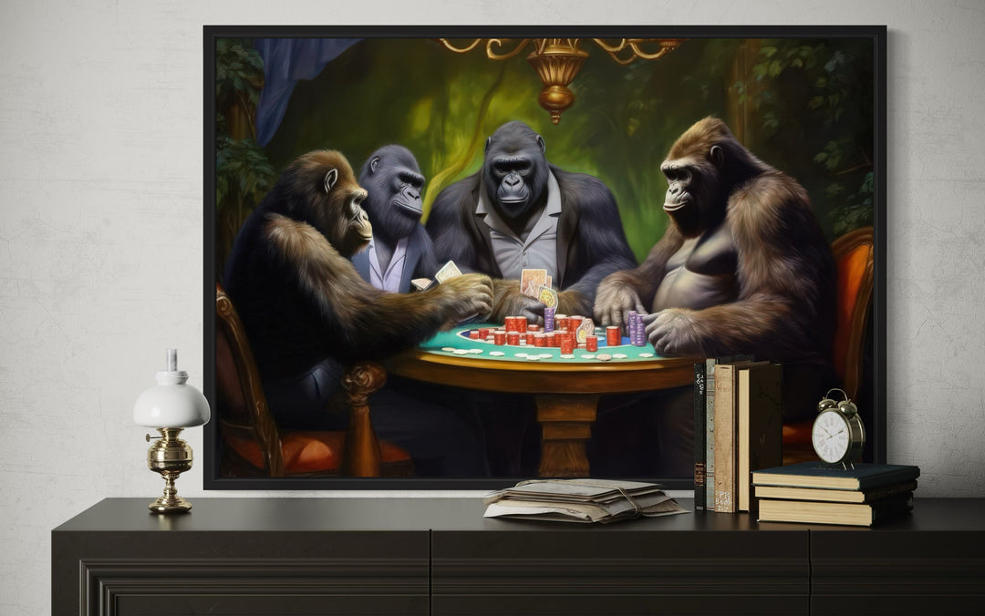 Gorillas Playing Poker Man Cave Wall Art