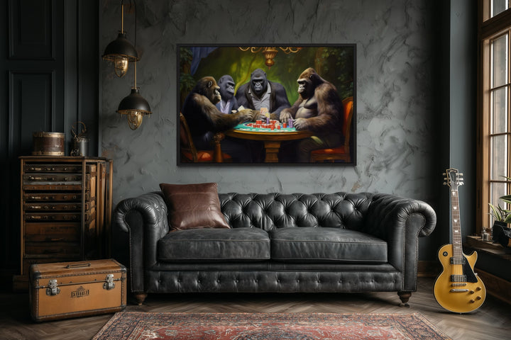 Gorillas Playing Poker Man Cave Wall Art