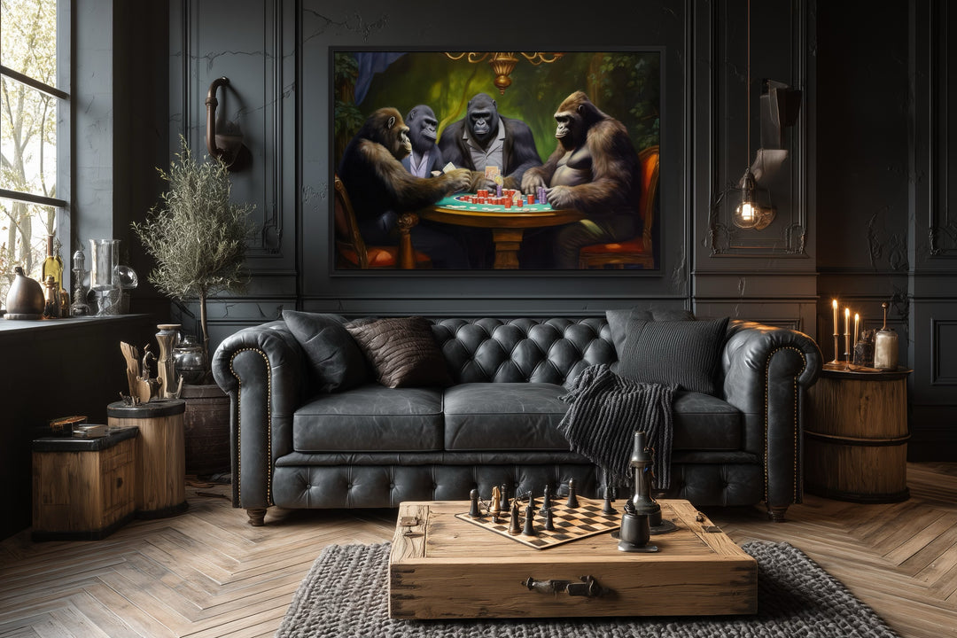 Gorillas Playing Poker Man Cave Wall Art