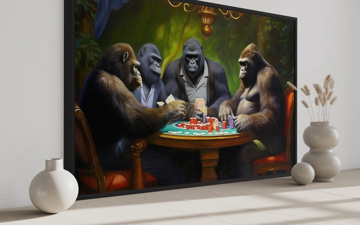 Gorillas Playing Poker Man Cave Wall Art