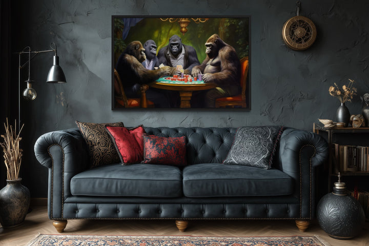 Gorillas Playing Poker Man Cave Wall Art