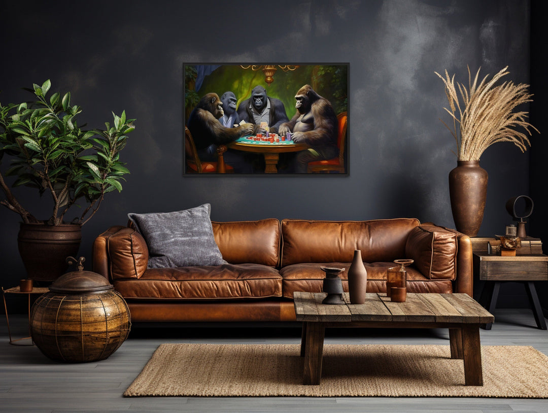 Gorillas Playing Poker Man Cave Wall Art