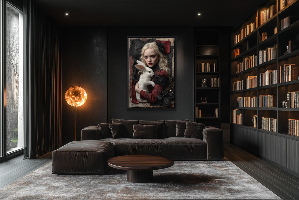 Gothic Alice In Wonderland With White Rabbit Wall Art