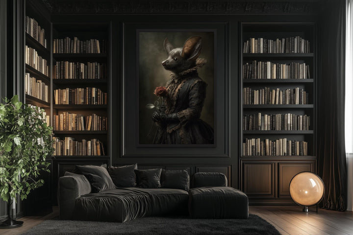 Gothic Bat Portrait in Victorian Dress Canvas Wall Art