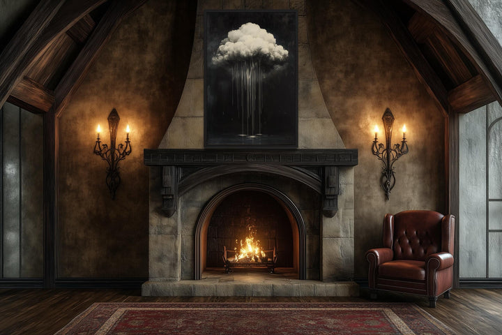 Gothic Cloud Crying Dripping Paint Halloween Wall Art