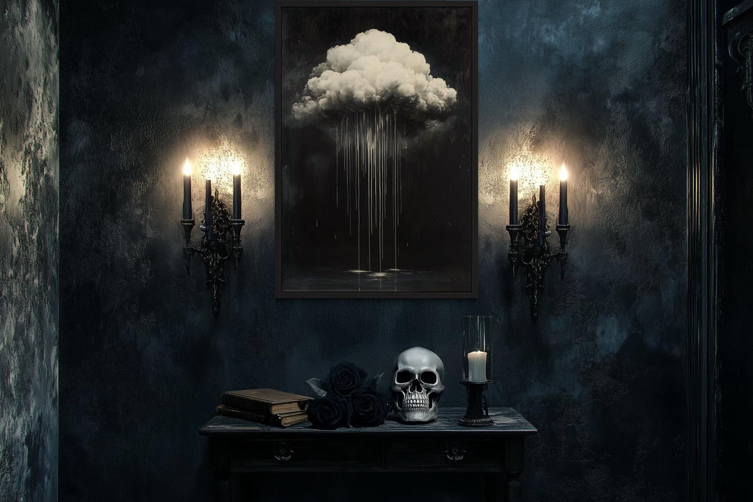 Gothic Cloud Crying Dripping Paint Halloween Wall Art