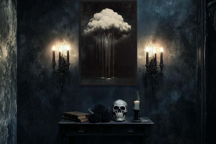 Gothic Cloud Crying Dripping Paint Halloween Wall Art
