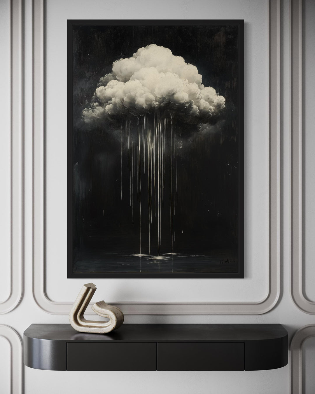 Gothic Cloud Crying Dripping Paint Halloween Wall Art