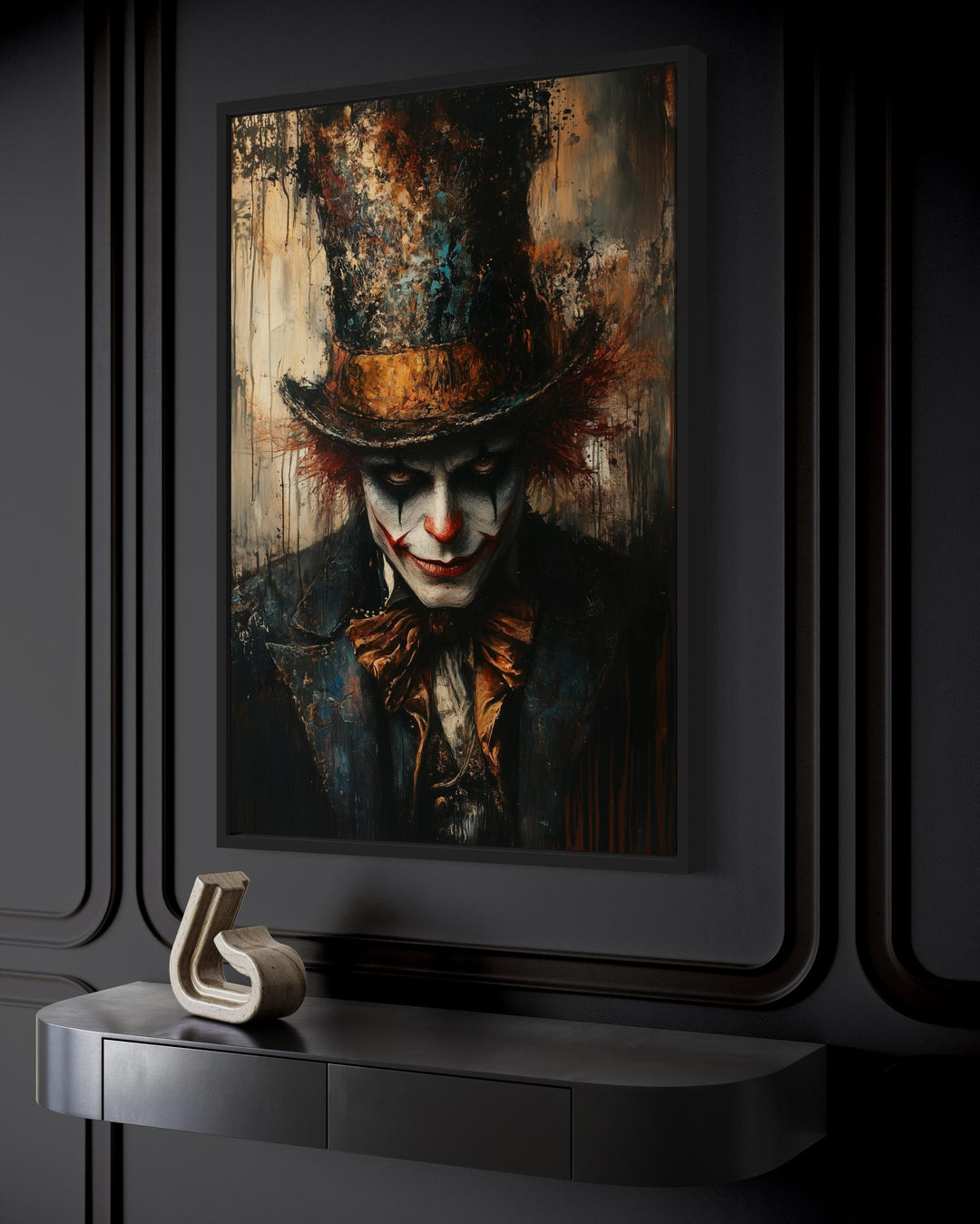 Gothic Clown Portrait Framed Canvas Wall Art