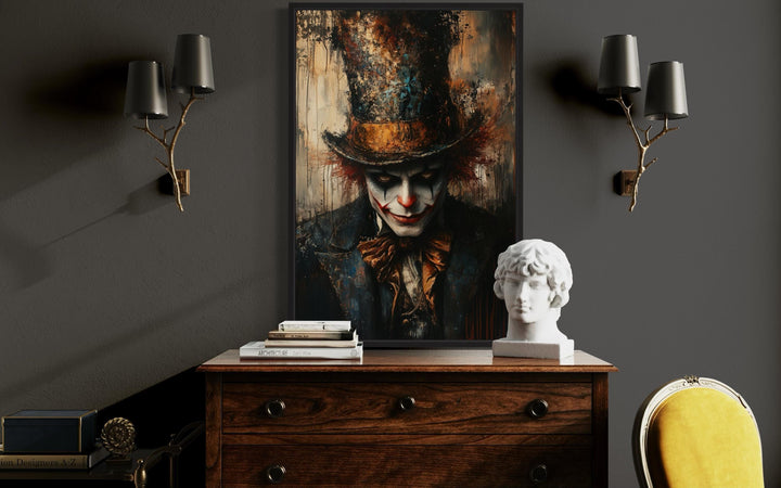 Gothic Clown Portrait Framed Canvas Wall Art