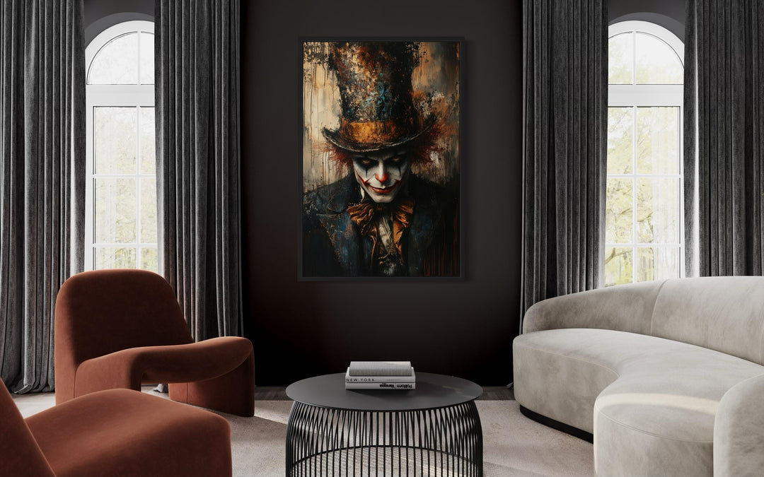 Gothic Clown Portrait Framed Canvas Wall Art