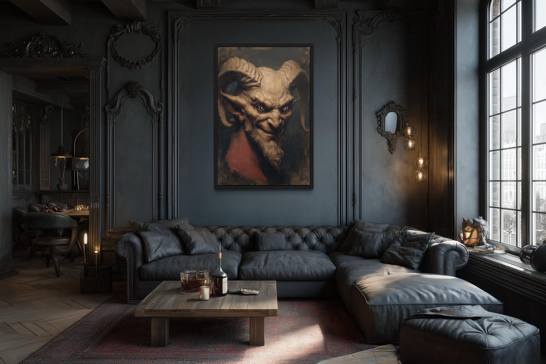 Gothic Evil Satan Portrait Halloween Canvas Wall Art