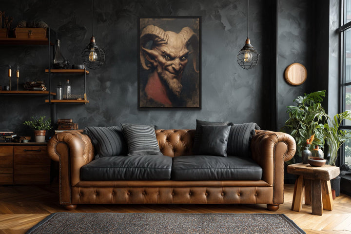 Gothic Evil Satan Portrait Halloween Canvas Wall Art