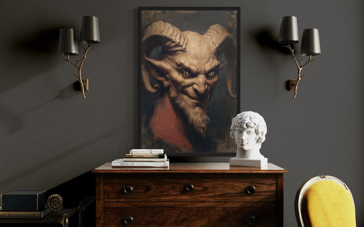 Gothic Evil Satan Portrait Halloween Canvas Wall Art