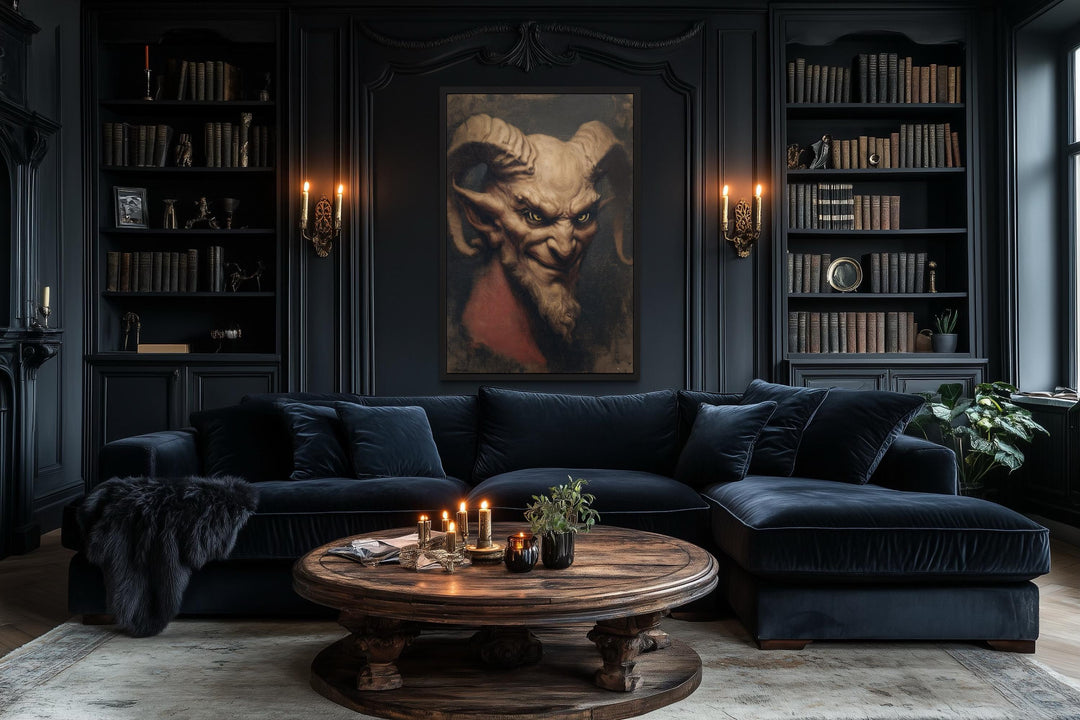 Gothic Evil Satan Portrait Halloween Canvas Wall Art