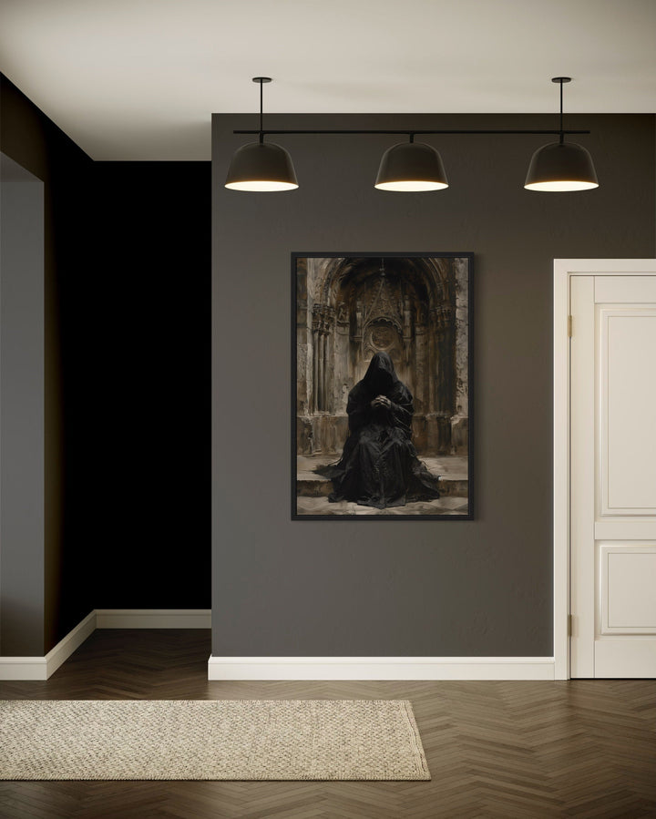 Gothic Medieval Hooded Monk Renaissance Priest Praying Halloween Wall Art