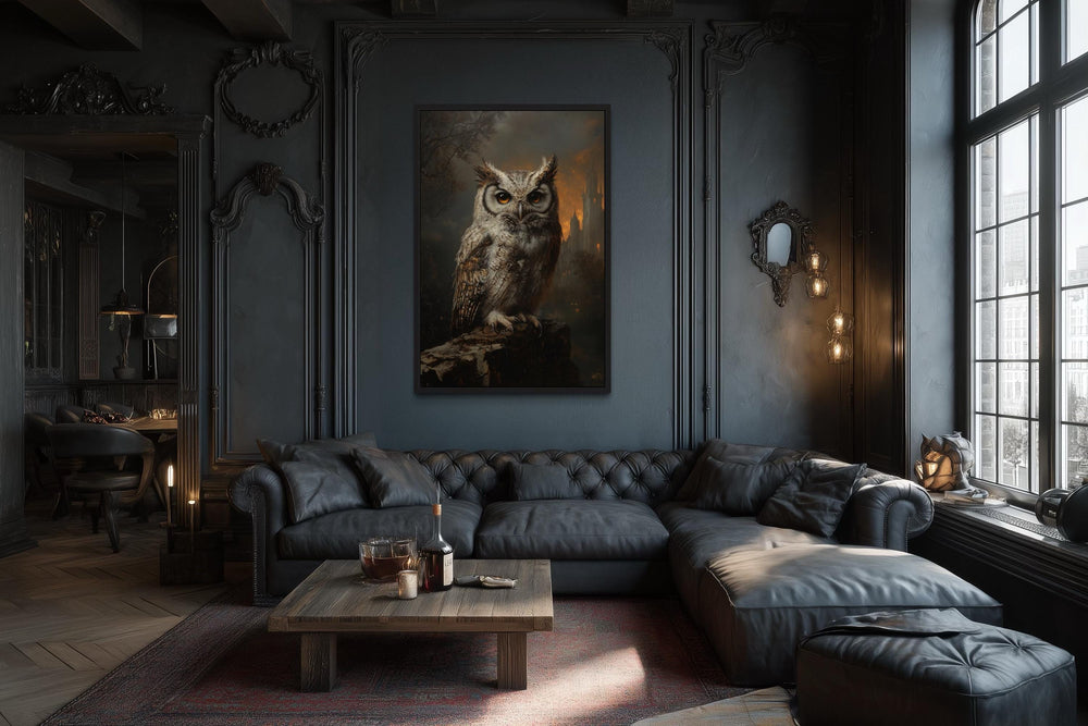 Gothic Owl Halloween Canvas Wall Art