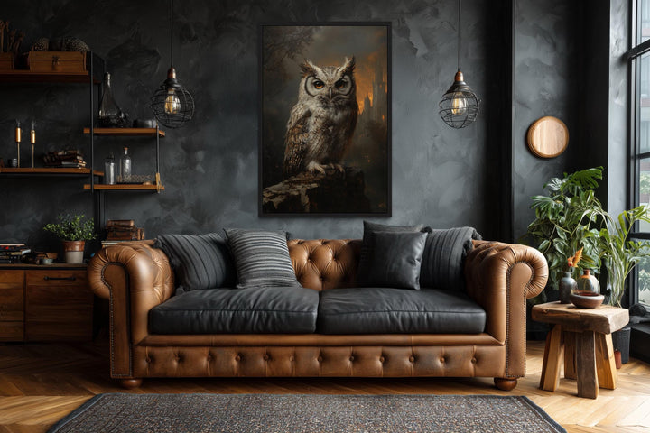 Gothic Owl Halloween Canvas Wall Art