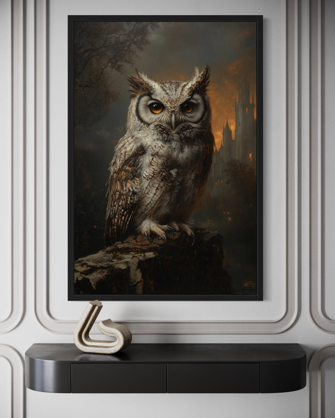 Gothic Owl Halloween Canvas Wall Art