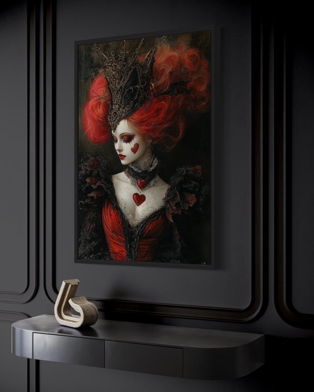 Gothic Queen of Hearts Framed Canvas Wall Art