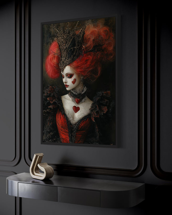 Gothic Queen of Hearts Framed Canvas Wall Art