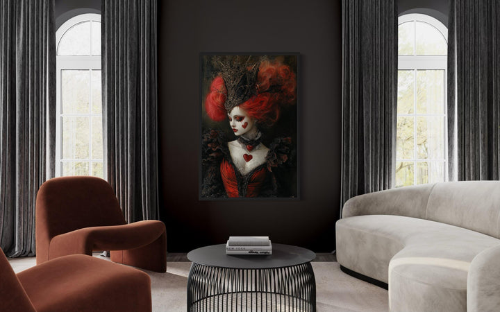 Gothic Queen of Hearts Framed Canvas Wall Art