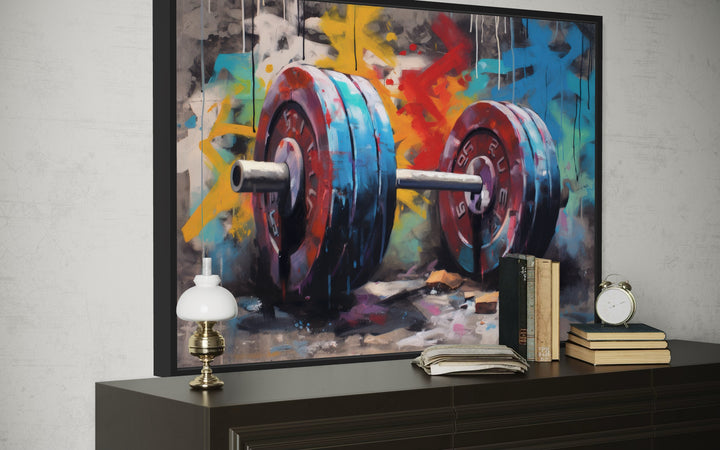 Graffiti Barbell Motivational Fitness Home Gym Wall Decor