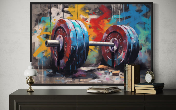 Graffiti Barbell Motivational Fitness Home Gym Wall Decor