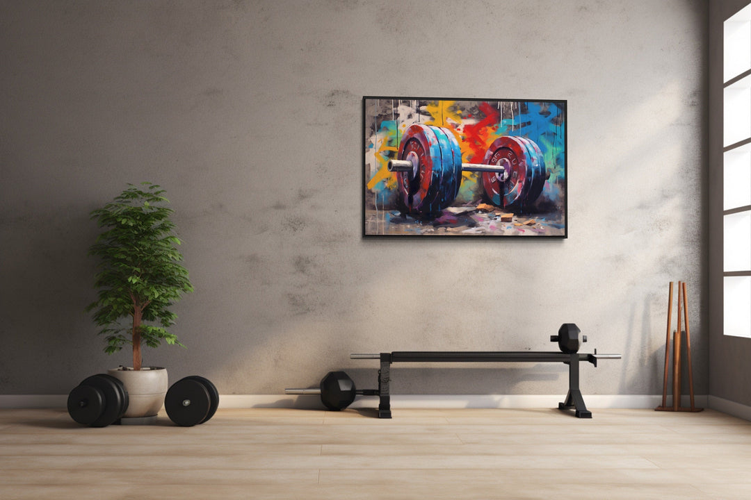 Graffiti Barbell Motivational Fitness Home Gym Wall Decor