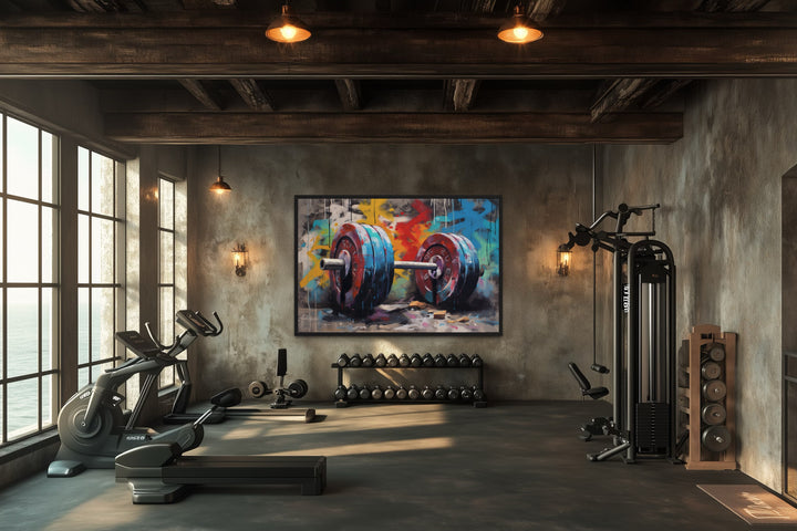 Graffiti Barbell Motivational Fitness Home Gym Wall Decor
