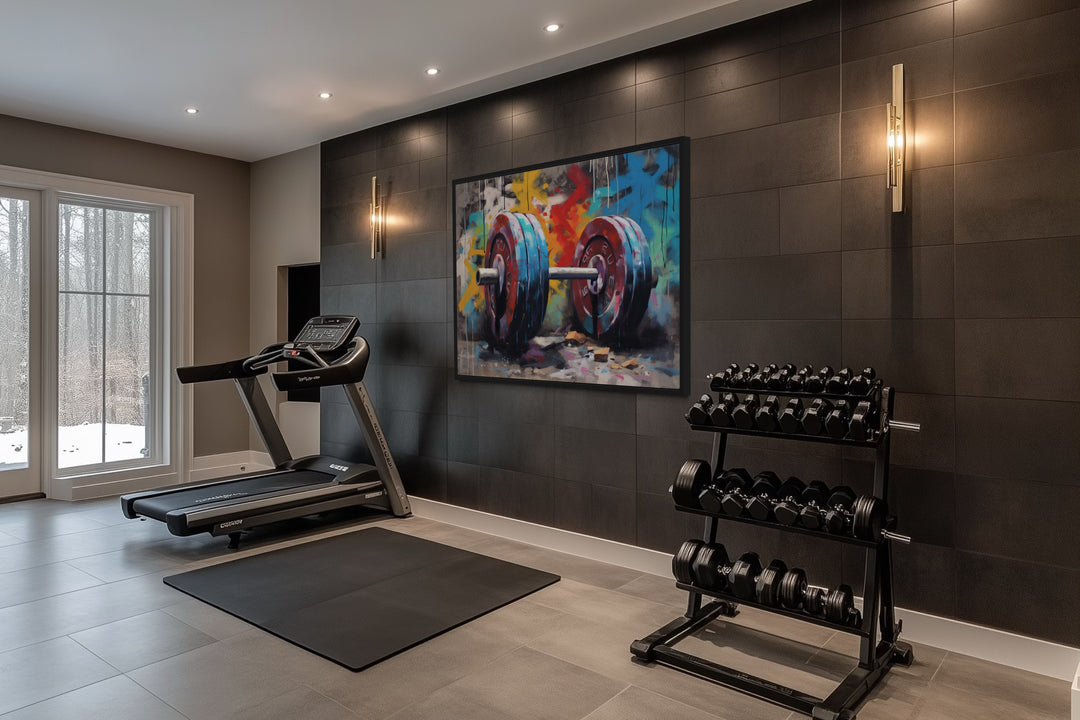 Graffiti Barbell Motivational Fitness Home Gym Wall Decor