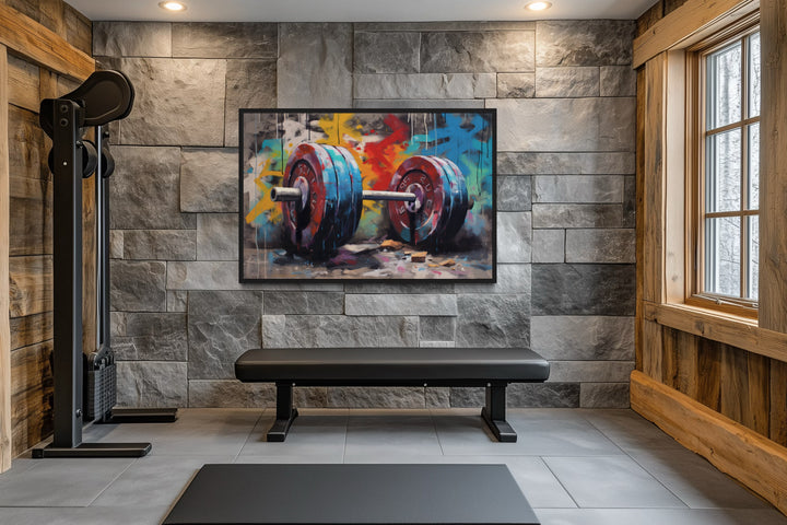 Graffiti Barbell Motivational Fitness Home Gym Wall Decor