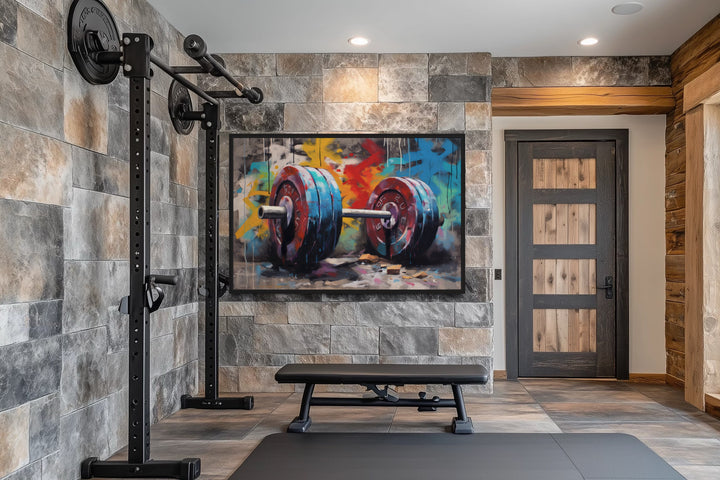 Graffiti Barbell Motivational Fitness Home Gym Wall Decor