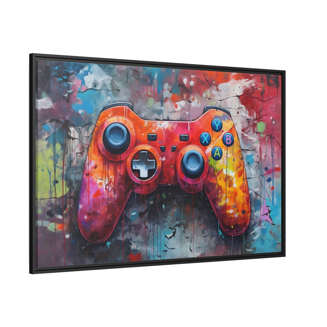 Graffiti Painting Of Game Controller Framed Canvas Wall Art